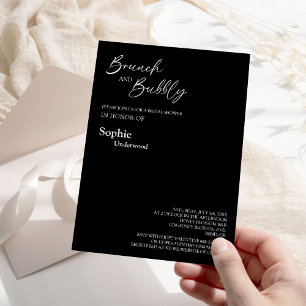 Invitación Moderno Brunch Clásico De Novias Negras Y Bubbly