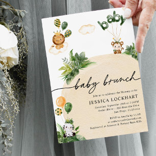 Invitación Moderno brunch de bebé neutro de Safari de la selv