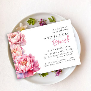 Invitación Moderno brunch de Día de la Madre floral Peonies r
