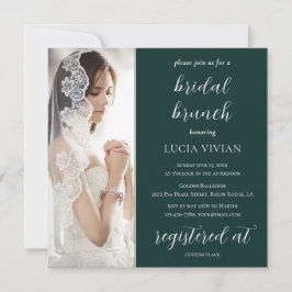Invitación Moderno Brunch de ducha de novia con foto verde de