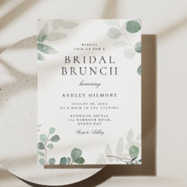 Invitación Moderno Brunch de ducha de novia de hojas verdes d