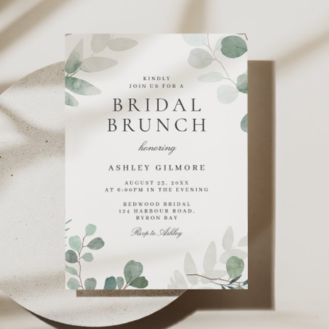Invitación Moderno Brunch de ducha de novia de hojas verdes d (Subido por el creador)