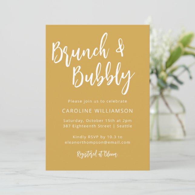 Invitación Moderno brunch de estilo a la moda brunch bubbly S (Anverso de pie)