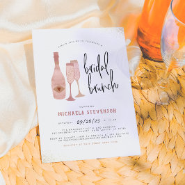 Invitación Moderno Brunch de novias rosado negro y dorado con