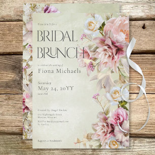 Invitación Moderno brunch de novias rosado y limosna verde