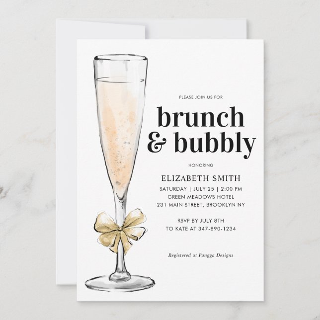 Invitación Moderno Brunch de oro de Moda y ducha de novia bur (Anverso)