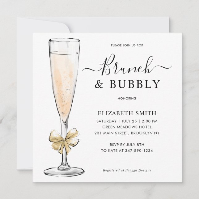 Invitación Moderno Brunch de oro y ducha de novias de vidrio  (Anverso)
