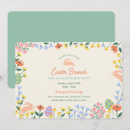 Invitación Moderno Brunch de Pascua Floral de Primavera