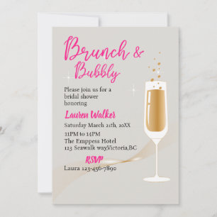 Invitación Moderno brunch de soltero y burbujeante, gris,