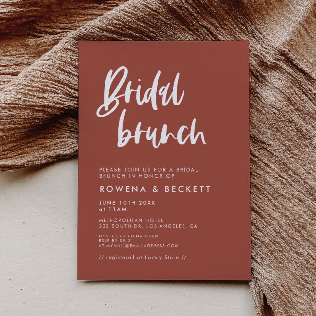 Invitación Moderno Brunch elegante de novias de ladrillo quem (Subido por el creador)