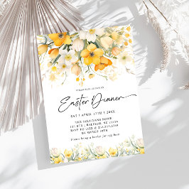 Invitación Moderno brunch floral de primavera amarilla
