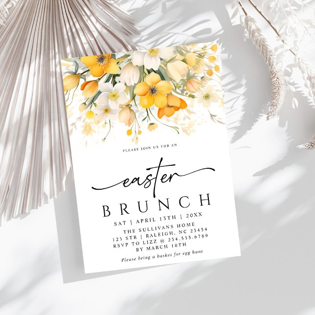 Invitación Moderno brunch floral de primavera amarilla (Subido por el creador)