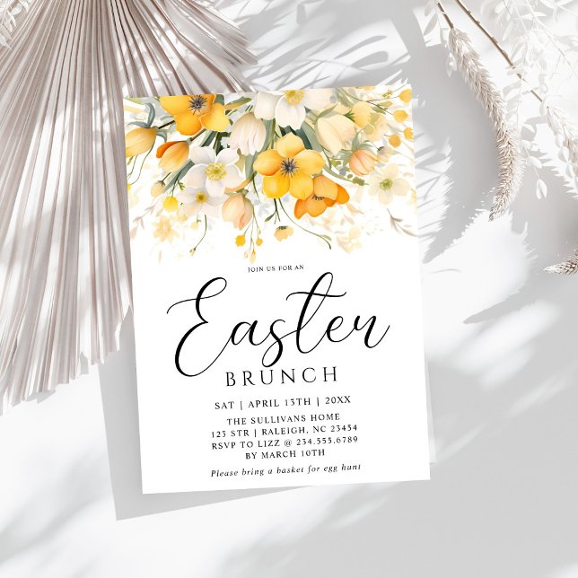 Invitación Moderno brunch floral de primavera amarilla (Subido por el creador)