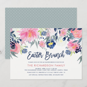 Invitación Moderno brunch floral de Rubor y marina