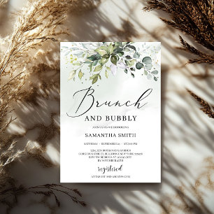 Invitación Moderno brunch follaje de vegetación y novios burb