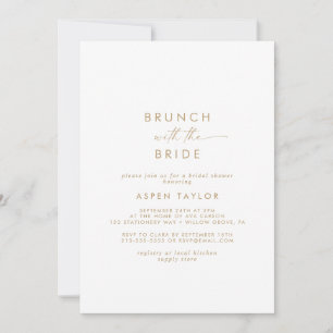 Invitación Moderno Brunch Gold Script con ducha de novias