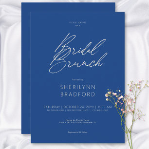 Invitación Moderno Brunch Mínimo Marsella Azul Bridal Brunch