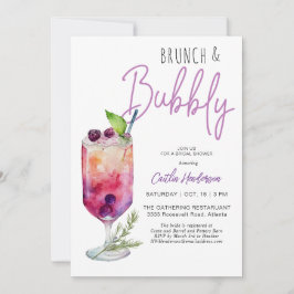Invitación Moderno brunch morado y ducha de novia burbujeante
