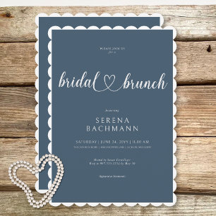 Invitación Moderno Brunch Romántico Mínimo Azul Bridal Brunch