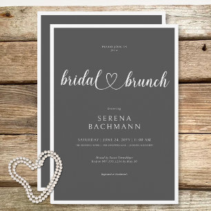 Invitación Moderno Brunch Romántico Mínimo Gris Bridal
