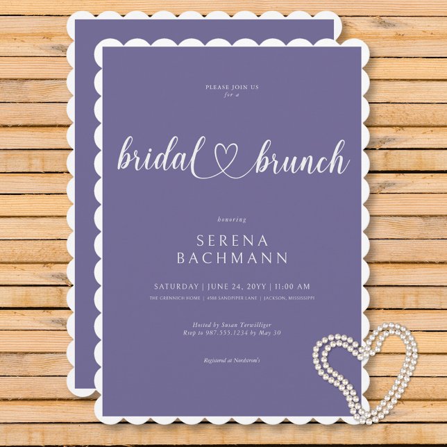Invitación Moderno Brunch Romántico Mínimo Lavanda Bridal (Modern Romantic Minimal Lavender Bridal Brunch Invitation)