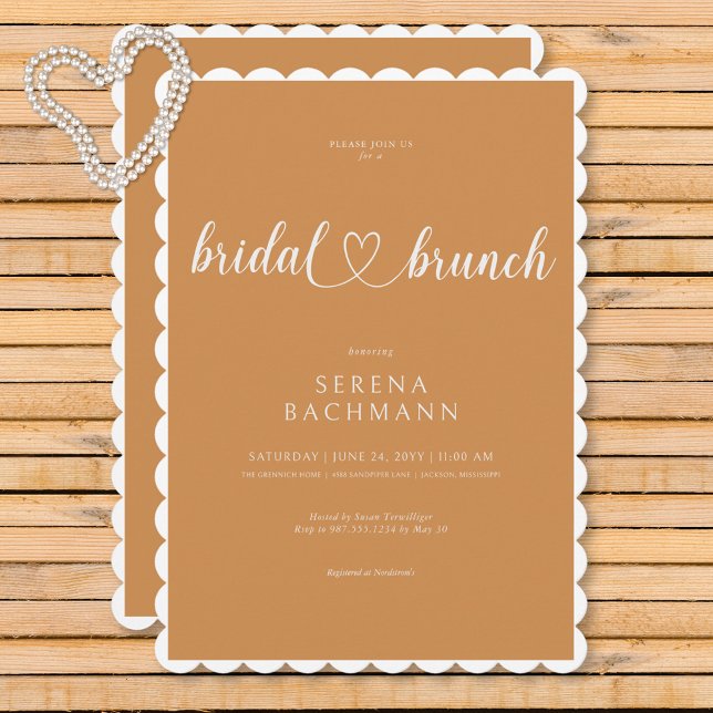 Invitación Moderno Brunch Romántico Mínimo Rust Bridal (Modern Romantic Minimal Rust Bridal Brunch Invitation)