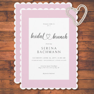 Invitación Moderno Brunch Romántico Rosa y Bridal Blanco