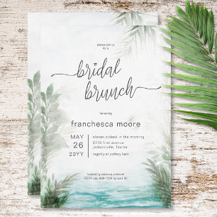 Invitación Moderno Brunch tropical de agua y palmas