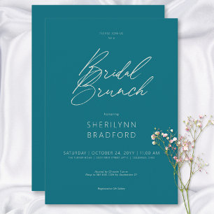 Invitación Moderno Brunch Verde azulado Mínimo Bridal