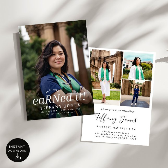 Invitación Moderno BSC RN 4 Fotos Graduación de Enfermería (Subido por el creador)