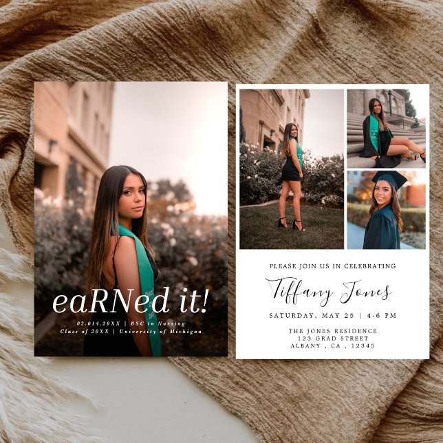 Invitación Moderno BSC RN 4 Fotos Graduación de Enfermería (Subido por el creador)