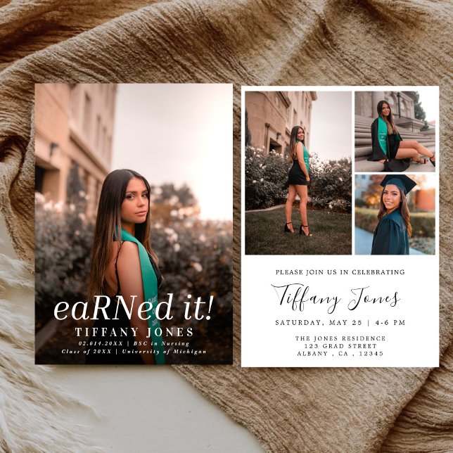 Invitación Moderno BSC RN 4 Fotos Graduación de Enfermería (Subido por el creador)