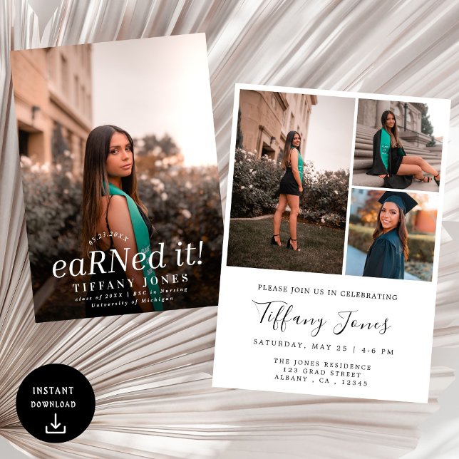 Invitación Moderno BSC RN 4 Fotos Graduación de Enfermería (Subido por el creador)