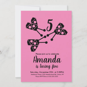 Invitación Moderno Bug de Ladybug Geométrico Cumpleaños Rosa