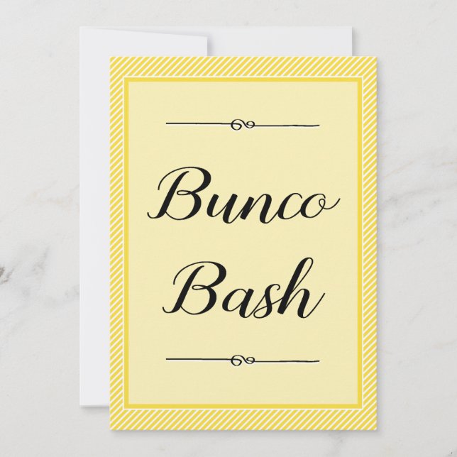 Invitación Moderno Bunco Invite - Elegante banda Amarilla (Anverso)