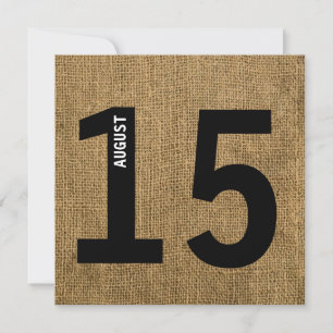 Invitación Moderno Burlap Negrita Calendario Bachelor o Cumpl