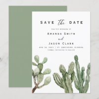 Moderno Cactus Desert Boho Salva Al Boda De Fecha 