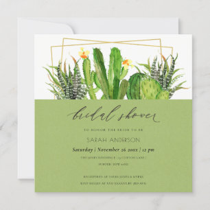INVITACIÓN MODERNO CACTUS GARDEN WATERCOLOR BRIDAL DUCHA