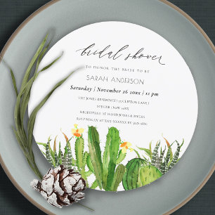 INVITACIÓN MODERNO CACTUS GARDEN WATERCOLOR BRIDAL DUCHA