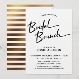 Invitación Moderno caligrafía Brunch nupcial con oro a rayas