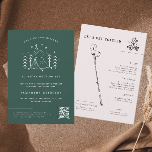 Invitación Moderno camping mínimo | Bachelorette Weekend (Subido por el creador)