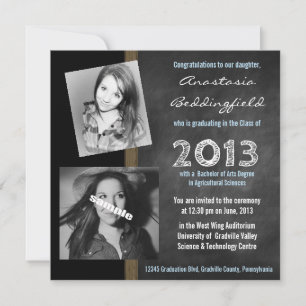 Invitación Moderno Chalkboard 2 Graduación fotográfica