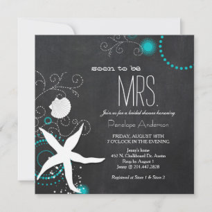Invitación Moderno Chalkboard Beach Wedding Bridal Shower