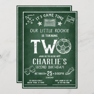Invitación Moderno Chalkboard Soccer All Star 2º cumpleaños