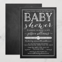 Moderno Chalkboard Trendy Typography Baby Shower