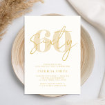 Invitación Moderno Champagne Elegant 60 cumpleaños<br><div class="desc">Elegante Invitación de cumpleaños número 60 de Champagne moderno. Presenta caligrafía de escritura minimalista y tipografía audaz.</div>