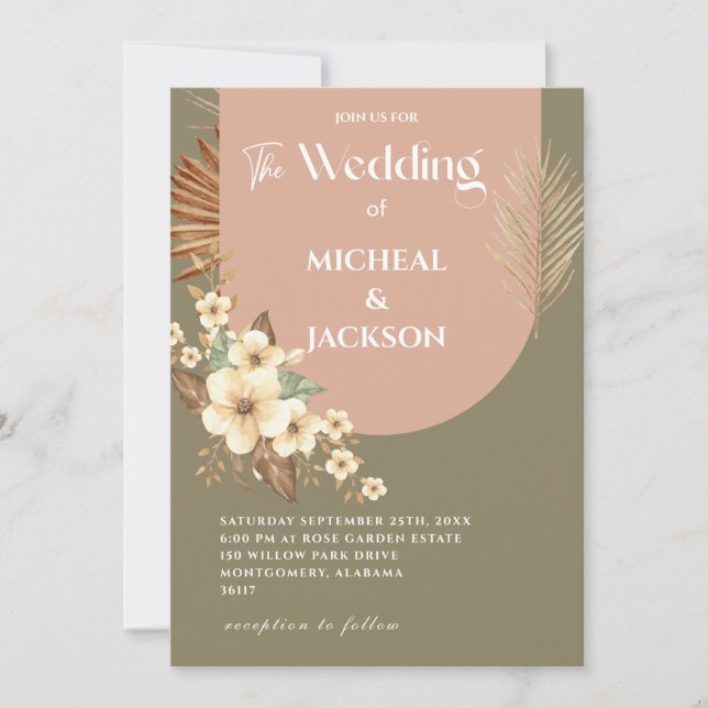 Invitación Moderno Chic Bohemio Aquarela Floral (Anverso)