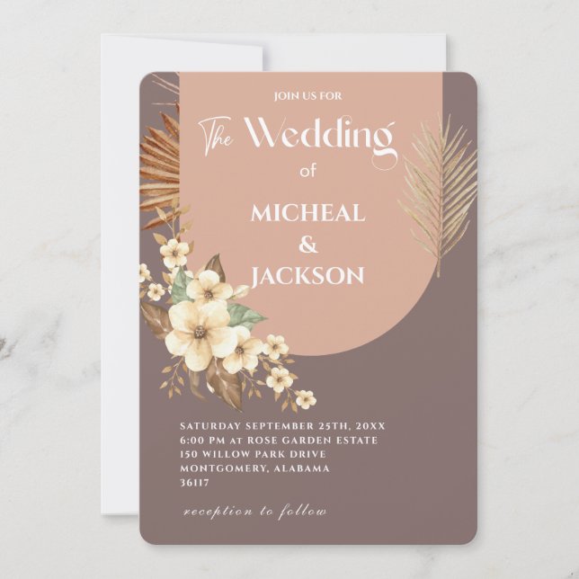 Invitación Moderno Chic Bohemio Aquarela Floral (Anverso)