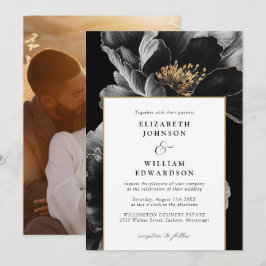 Invitación Moderno Chic Floral Elegante Boda Fotográfica