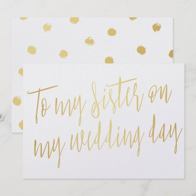 Invitación Moderno Chic Oro "A mi hermana el día de mi boda" (Anverso / Reverso)